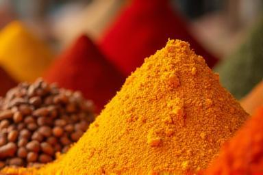 Colorful spices in a traditional souk