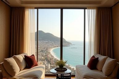 Luxurious hotel suite with a view